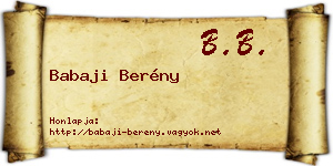 Babaji Berény névjegykártya
